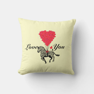 Coussin Funny romantique zèbre Valentines