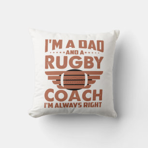Coussin Funny Rugby papa et entraîneur de rugby