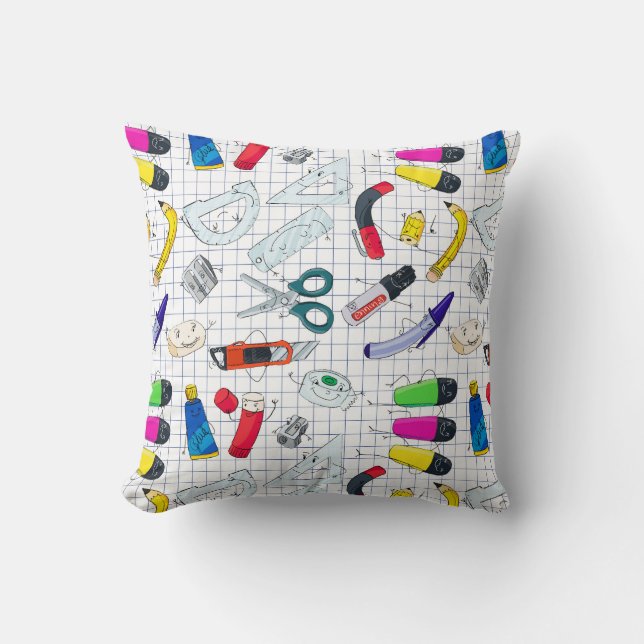 Coussin Funny school fournit des caractères (Recto)