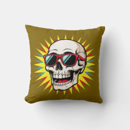 Coussin **Funny Skull With Sunglasses – Cartoon Laughing S