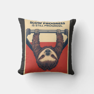 Coussin Funny Sloth Gym Motivation Poster - Slow Progress