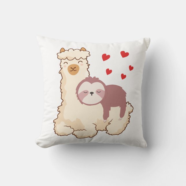 Coussin Funny Sloth Riding Llama Shirt drôle Coeurs d'Alpa (Recto)