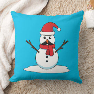 Coussin Funny Snowman avec Moustache et carotte