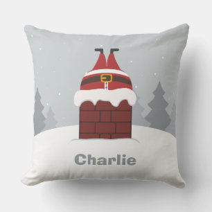 Coussin Funny Stuck Père Noël nom personnalisé jeter des o