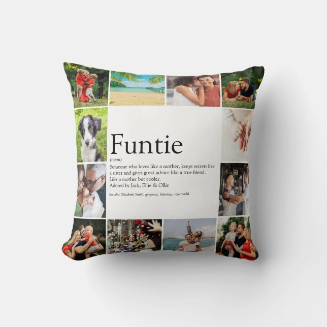 Coussin Funtie Tante Tante Définition Collage Photo (Recto)