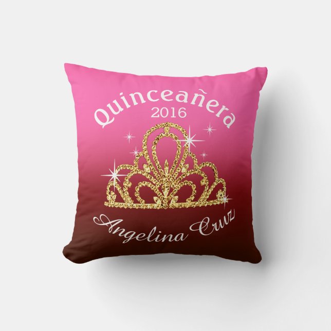 Coussin Fuschia d'ombre de Bokeh Bling | de diadème de (Recto)