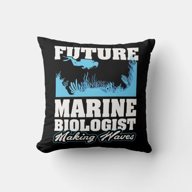Coussin Futur biologiste marin faisant des vagues (Recto)