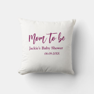 Coussin Futur maman baby shower nom date rose simple minim