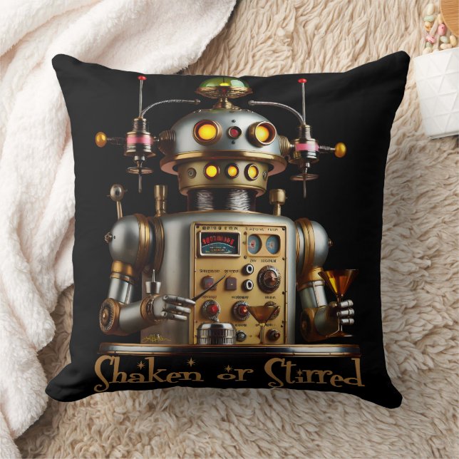 Coussin Futuristic Robot Bartender "Shaken or Stirred" (Couverture)