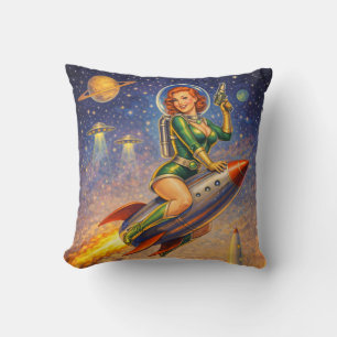 Coussin Galactic Pin-Ups Rétro Sci-Fi