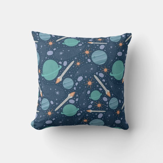 Coussin Galaxie des planètes et des roquettes (Recto)