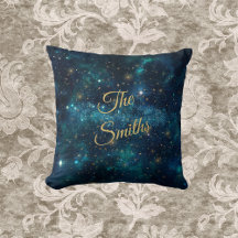 Galaxie étoilée bleue et or avec nom monogramme