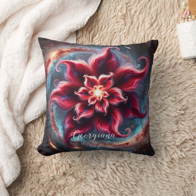 Coussin Galaxie florale festive personnalisée (Couverture)