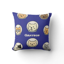 Galaxy Cat Head Pillow With Name For Cat Lovers