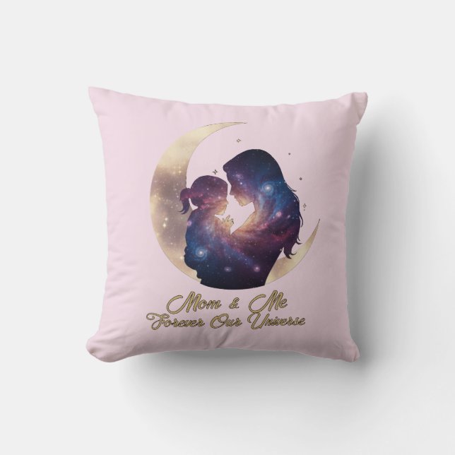 Coussin Galaxy Mama & Child Silhouette Moon Art (Recto)