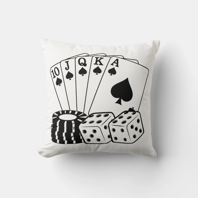 Coussin Gambling Casino Cartes Dice Poker Chips Art (Recto)