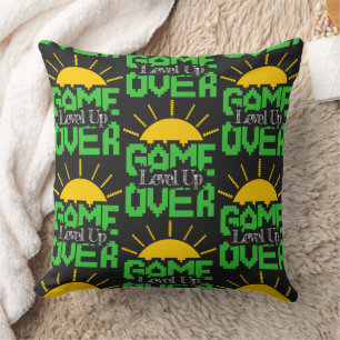 Coussin Game Over, Level Up : Aventure de bloc de pixel ré
