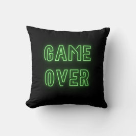 Coussin Game Over néon vert vif jeux vidéo