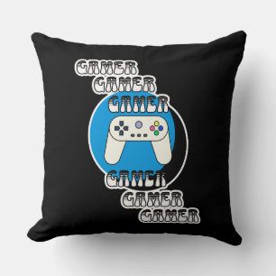 Coussin Gamer bleu et noir   Contrôleur vidéo