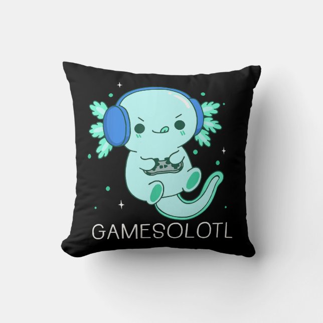 Coussin Gamesolotl Axolotl Gamer (Recto)