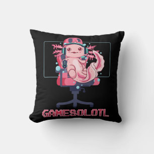 Coussin Gamesolotl Axolotl Vidéo Gamer Kawaii Anime Jeu