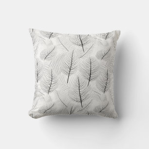 Coussin Gamme minimaliste de feuilles noires et blanches