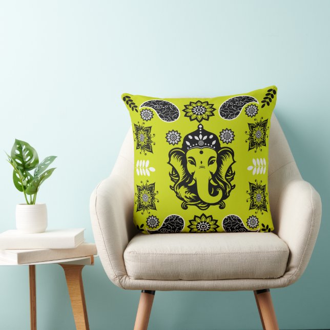 Coussin Ganesha Themed Hindu Art Print (Chaise)