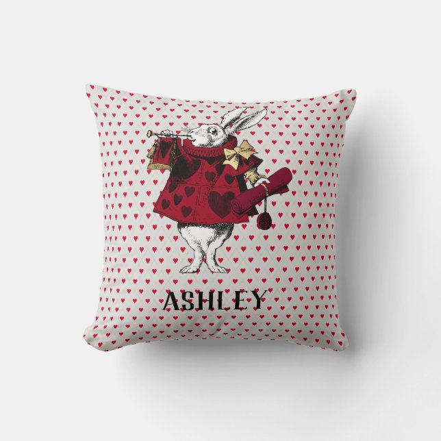 Coussin Garbe blanc lapin Queens personnalisé (Recto)