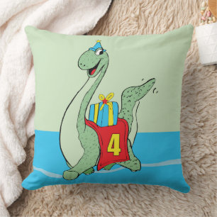 Coussin Garçon, 4e anniversaire Dinosaur