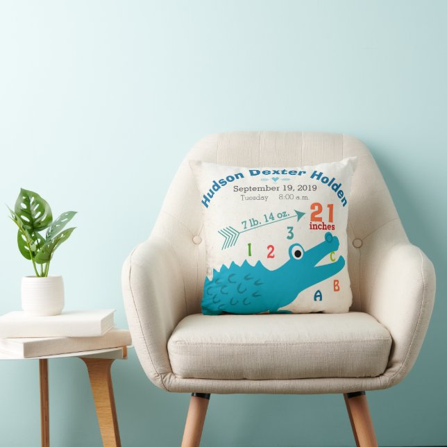 Coussin Garçon Naissance bébé Stat Alligator Cute Arrow (Chaise)