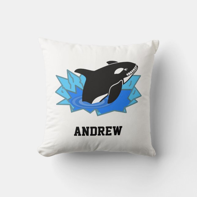 Coussin Garçons Bleu blanc et Cool noir Orca (Recto)