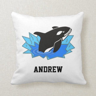 Coussin Garçons Bleu blanc et Cool noir Orca