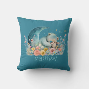 Coussin Garçons Teddy Ours Fleurs sauvages Lune Personnali