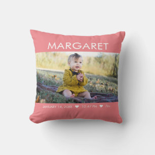 Coussin Garde photo pour bébé rose nouveau-né