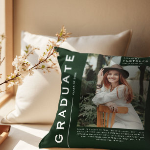 Coussin Garder photo et devis Graduation Cadeau Vert