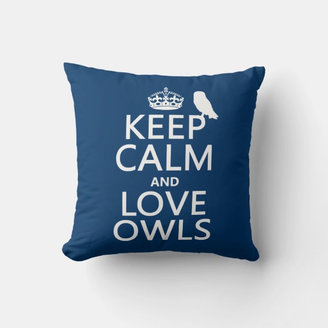 Coussin Gardez le calme et aimez les hiboux (toute (Recto)