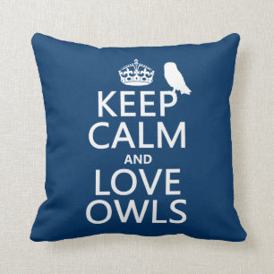 Coussin Gardez le calme et aimez les hiboux (toute