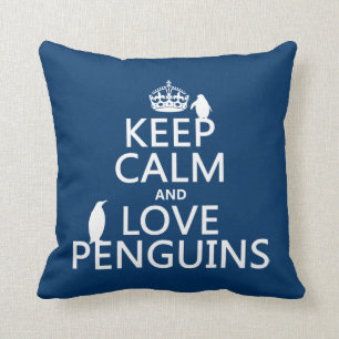 Coussin Gardez le calme et aimez les pingouins (toute