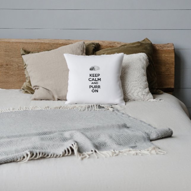 Coussin Gardez le calme et la purée sur l'esquisse Sleepin (Créateur téléchargé)