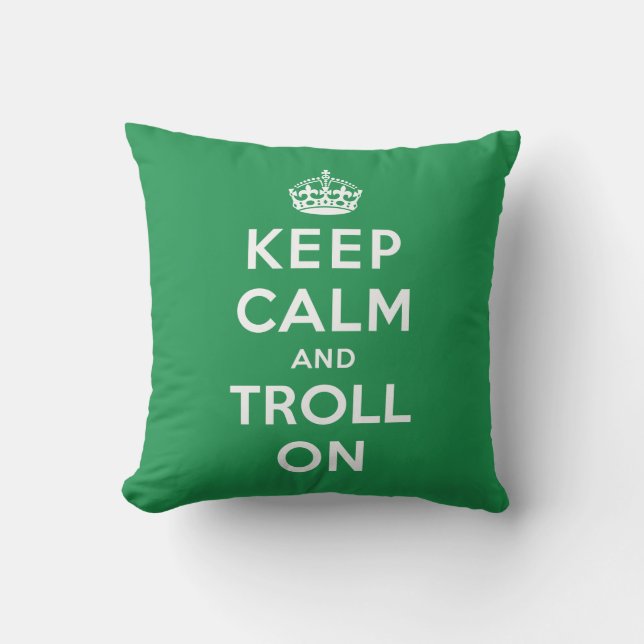 Coussin Gardez le calme et le Troll dessus (Recto)