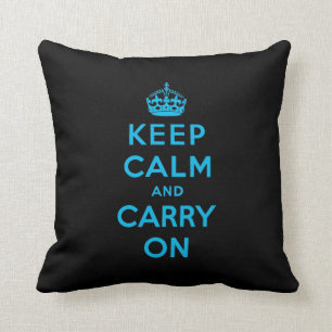 Coussin gardez votre calme et continuez - Noir et bleu
