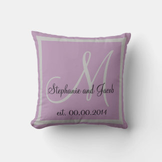 Coussin Gardien Mariage pastel violet et gris argent