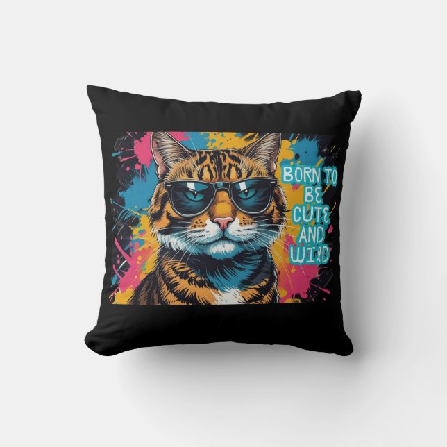 Coussin Gato tigrado rebelde con gafas y estilo urbano (Recto)