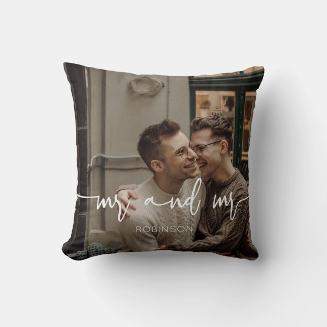 Coussin Gay Couple M. et M. nouvellement mariés photo pers (Recto)