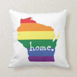 Coussin Gay pride du Wisconsin Carte de la maison