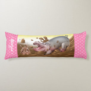 Coussin géant du corps Hippopotames dans la boue m