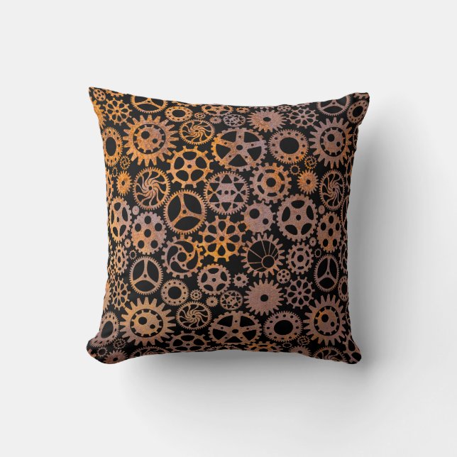 Coussin Gears rouillé Steampunk (Recto)