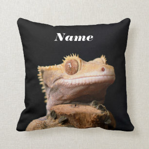 Coussin Gecko Lizard en crête sur noir