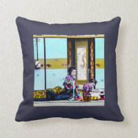 Geisha deux fumant avant cru Japon de lit