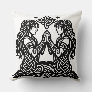 Coussin Gémeaux — Jumeaux du zodiaque de l'encre hantée